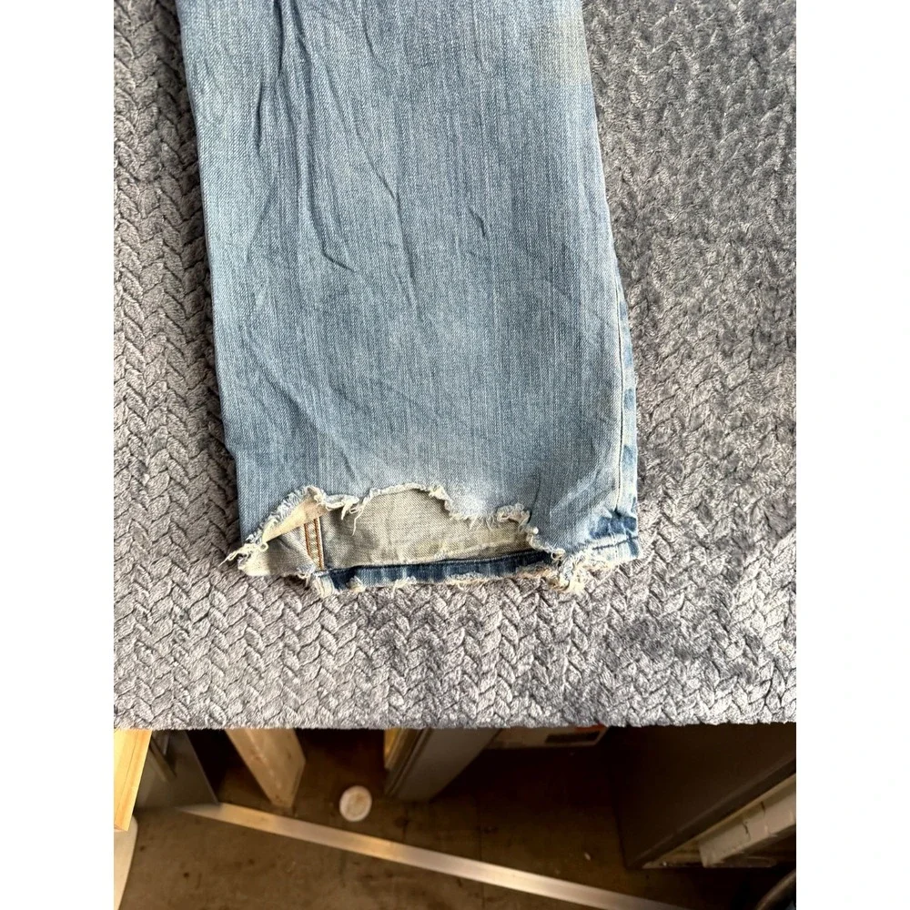 Levi's Bootcut Jeans Mens 36x32 Blue Denim Cotton Light Wash Mid Rise Frayed Hem